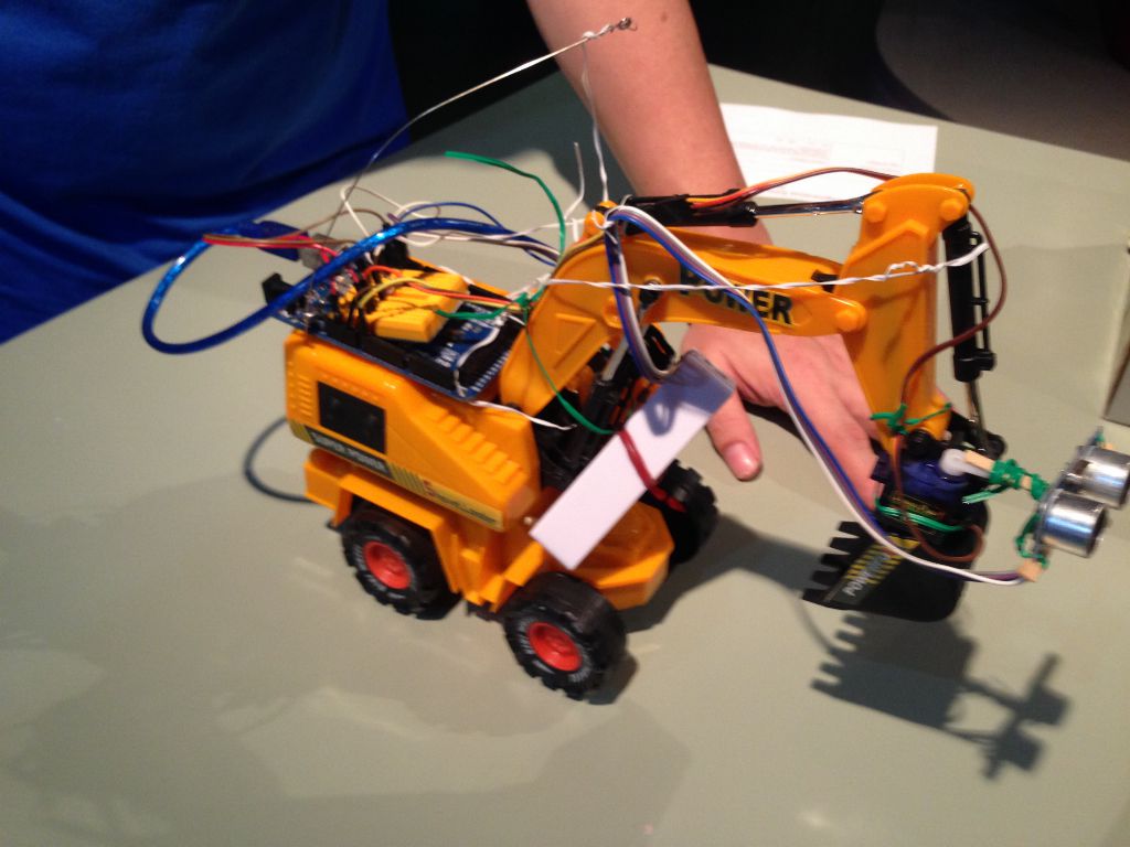 The ultrasonic sensor on the front pivots right and left using a servo motor