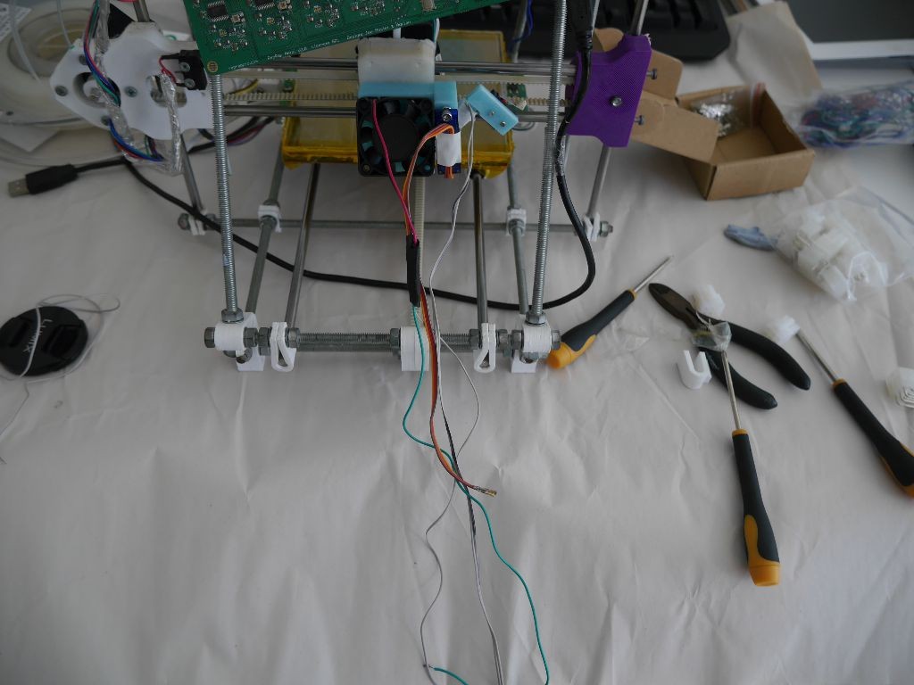 The seven wires from the servo and ducted fan